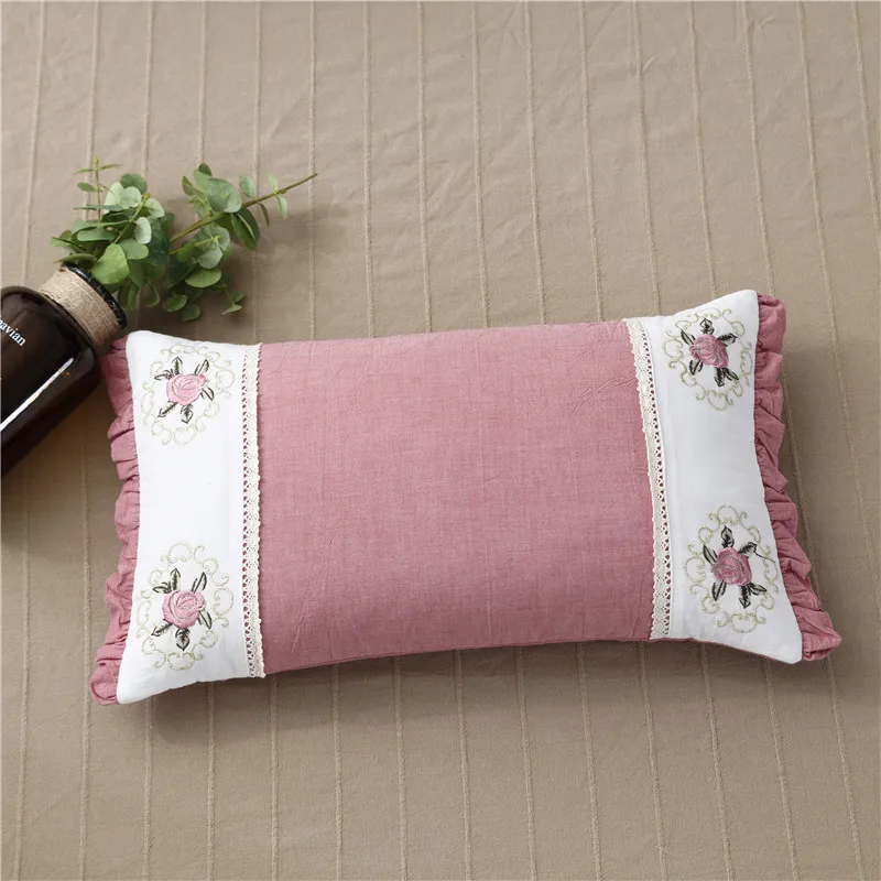 Подушка для шеи 30 х50 см из хлопка с вышивкой | Дом и сад