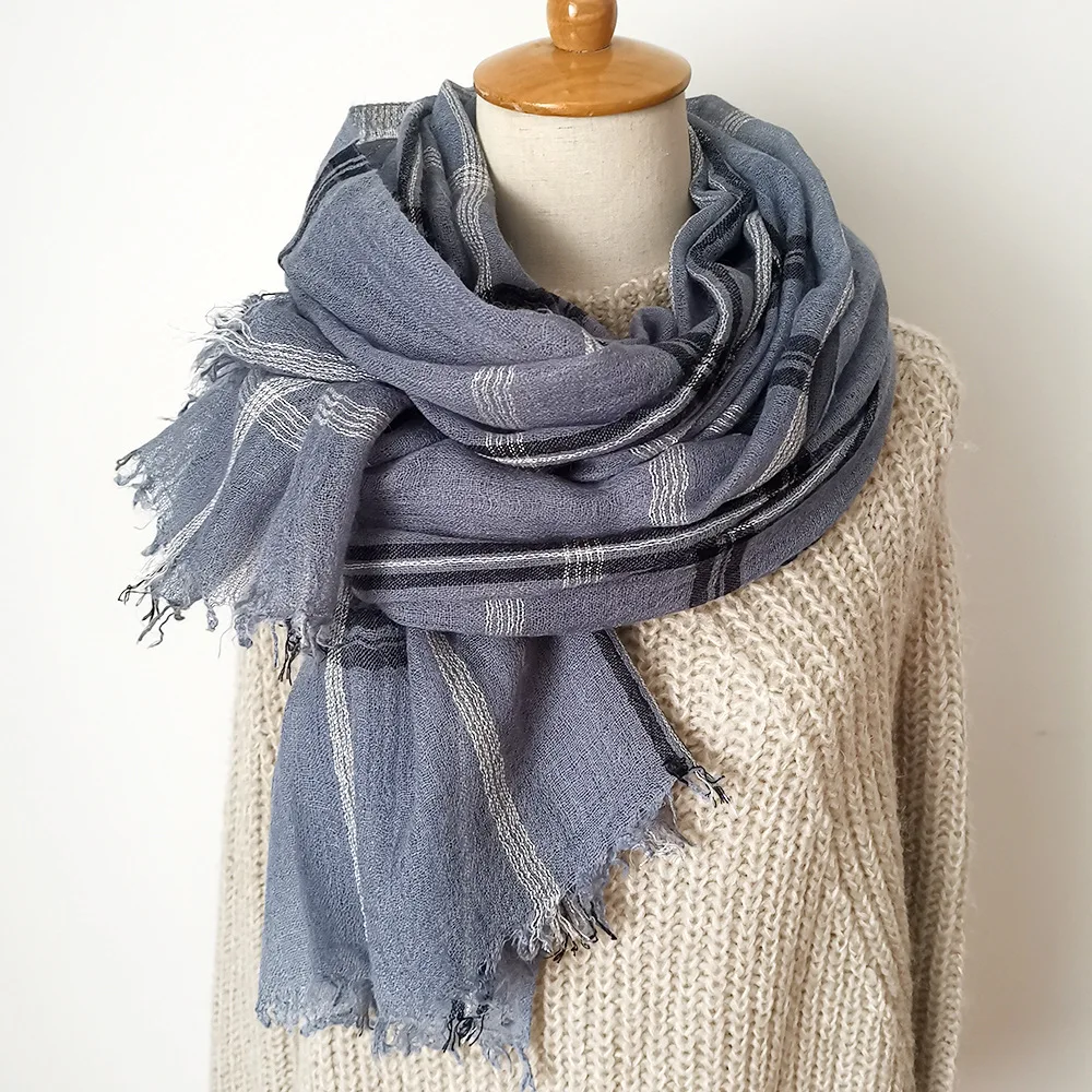 Новый дизайн 2019 зимний женский шарф в полоску женские складные шали и палантины