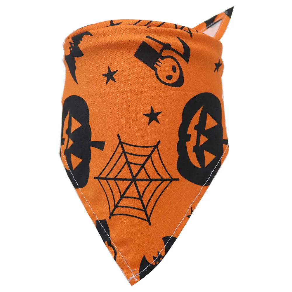 

Dog Halloween Skull Clothes Pet Saliva Towel Pumpkin Printed Scarf Accessories Dog Triangle Scarf