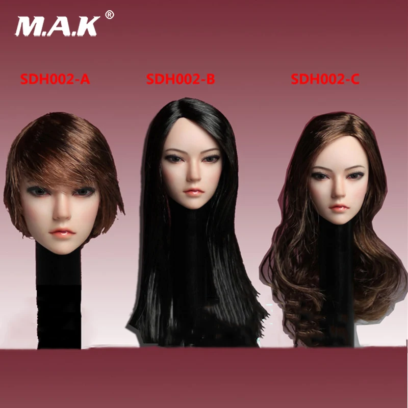 

SDH002 1:6 Scale Asia Female Brown Curls Black Straight Short Hair Head Sculpt Long Curls Hair Fit For 12 Inches Femal Body