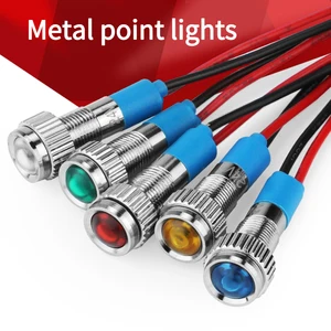 6 мм 12 В светодиодный металлический точечный сигнальный индикатор 6 мм водонепроницаемый сигнальный светильник с проводом красный желтый синий зеленый белый