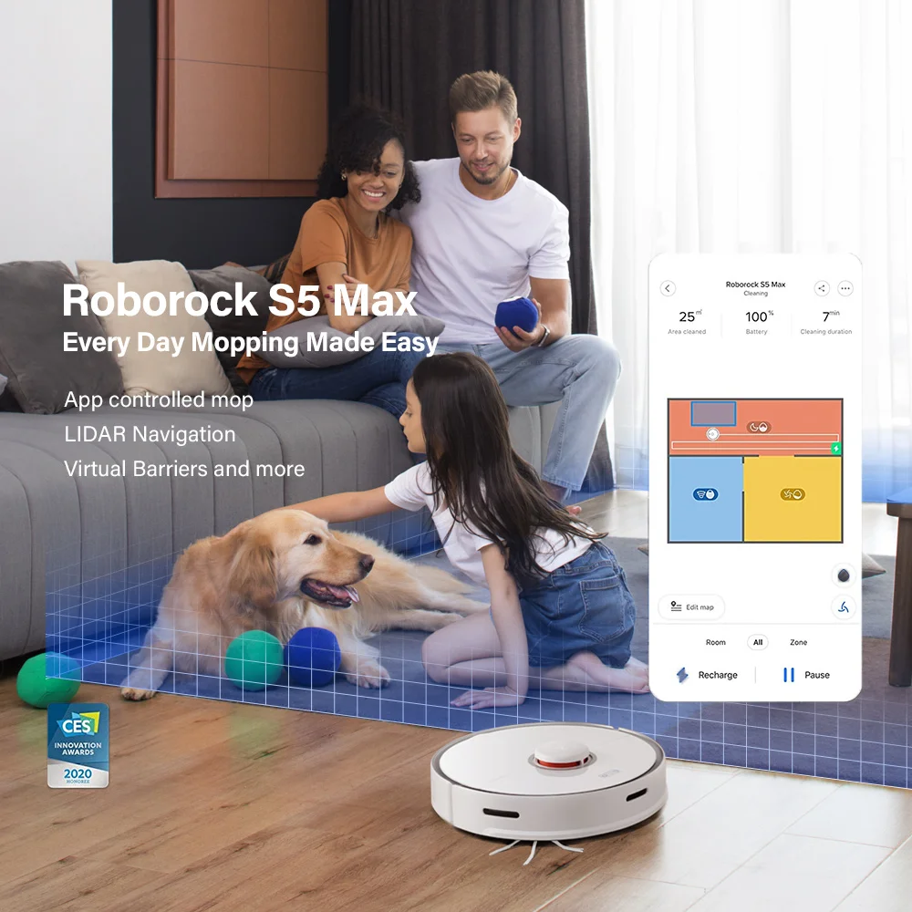 Робот пылесос Roborock S5 Max обновленная версия уборка помещений управление через