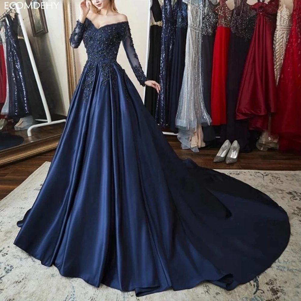 

Женское атласное вечернее платье, Элегантное Длинное платье с аппликацией для выпускного вечера