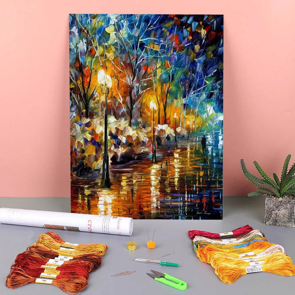 

Набор для вышивки крестиком "теплый свет", 11 карат, DMC нитки для рукоделия, Декор