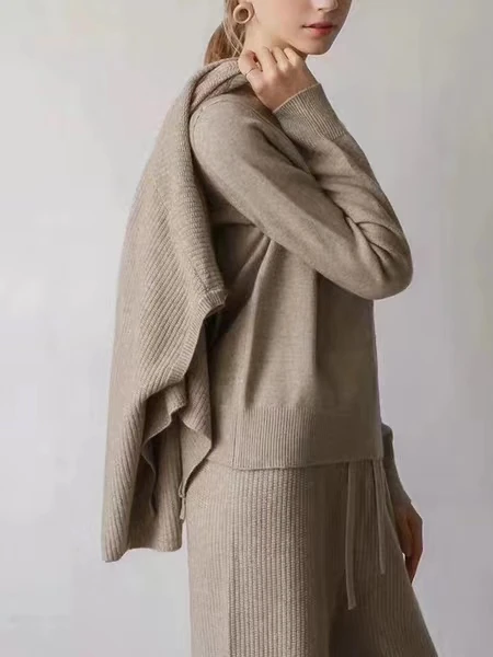 Женский свитер костюмы и комплекты водолазка с длинным рукавом вязаный длинные