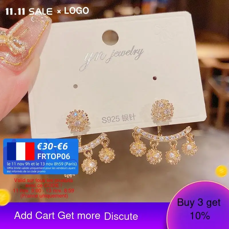 

Fashion Zircon Ball Flower Stud Earrings Creativity Gold Palted Detachable Earrings For Women Jewelry Accessories The new 2021