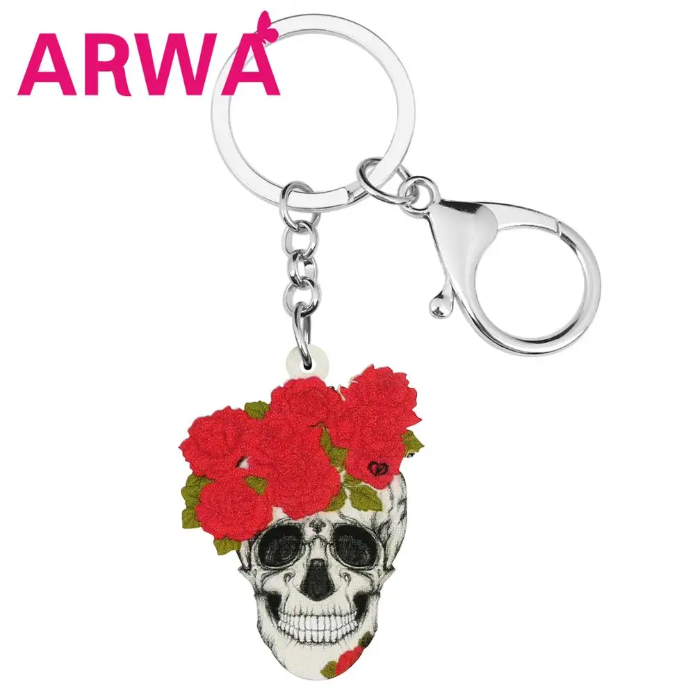 Акриловые брелоки ARWA в виде цветка черепа на Хэллоуин длинные эстетике ювелирные