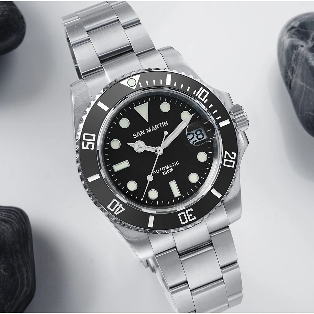 

San Martin SN017G V2 Water Ghost Men Automatic Mechanical Watches Sapphire Crystal 20Bar Luminous Date Luxury Wristwatch for Men