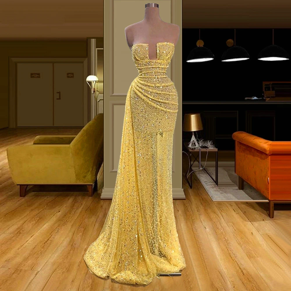 

YILIBER Evening dresses 2021 vintage vlack pearls long sleeves evening gowns beading prom dresses for women short dresses