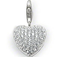 

ThomasPT1643 Pave Heart Pendant China Style GLAM And Fashion jewelry For Women In silver-plated Lovers' Pendant Fit Bracelet