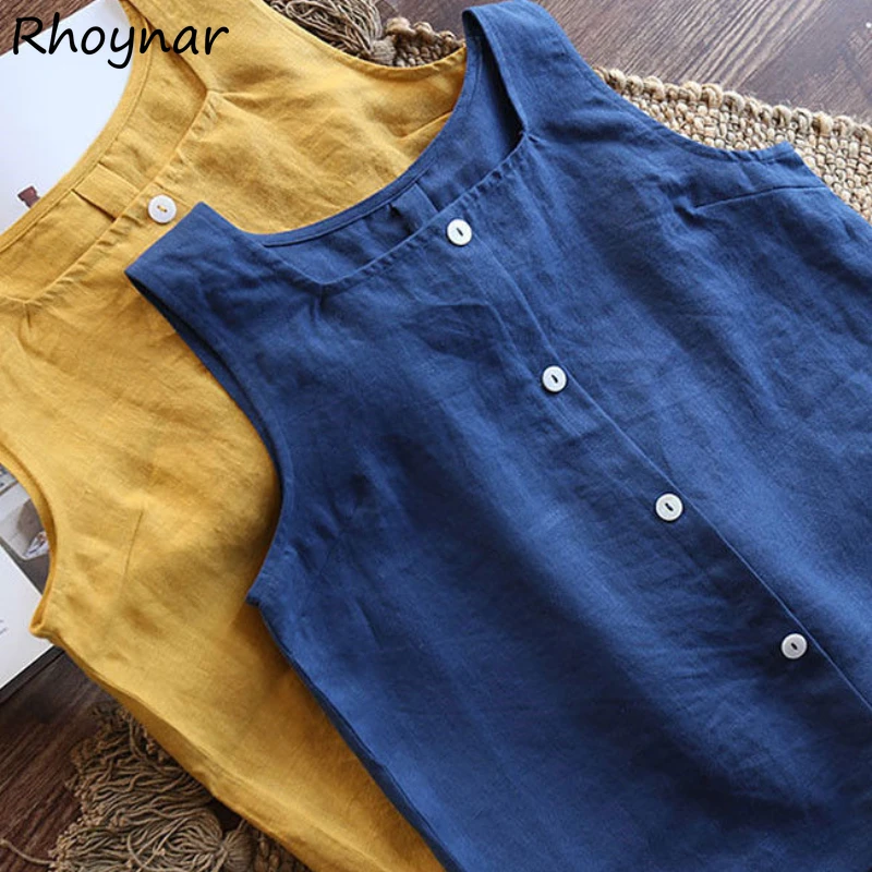 

Solid Tanks Women 6 Colors Breathable Colorful Plus Size M-4XL All-match Design Clothing Tops Leisure Soft Stylish Loose Newest