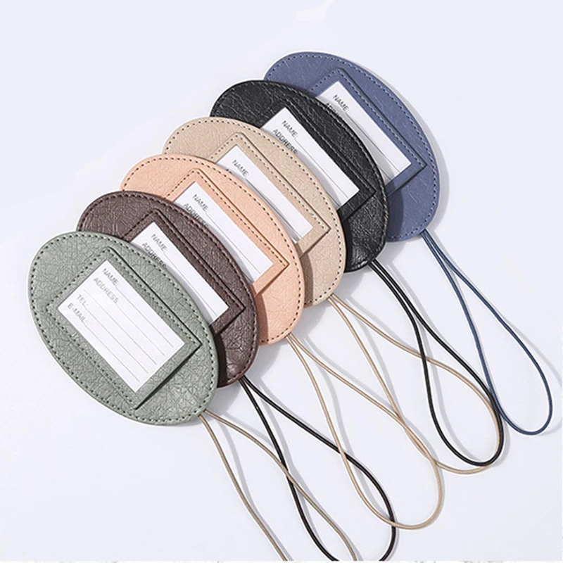 

Creative PU Leather Luggage Tag Suitcase ID Address Tags Holder Baggage Boarding Tag Portable Luggage Label Travel Accessories
