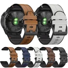 Ремешок для смарт-часов Quickfit, из натуральной кожи, силикона, 2226 мм, для Garmin Fenix 6 6X Pro 5X 5 Plus 3 3HR 935 945 S60