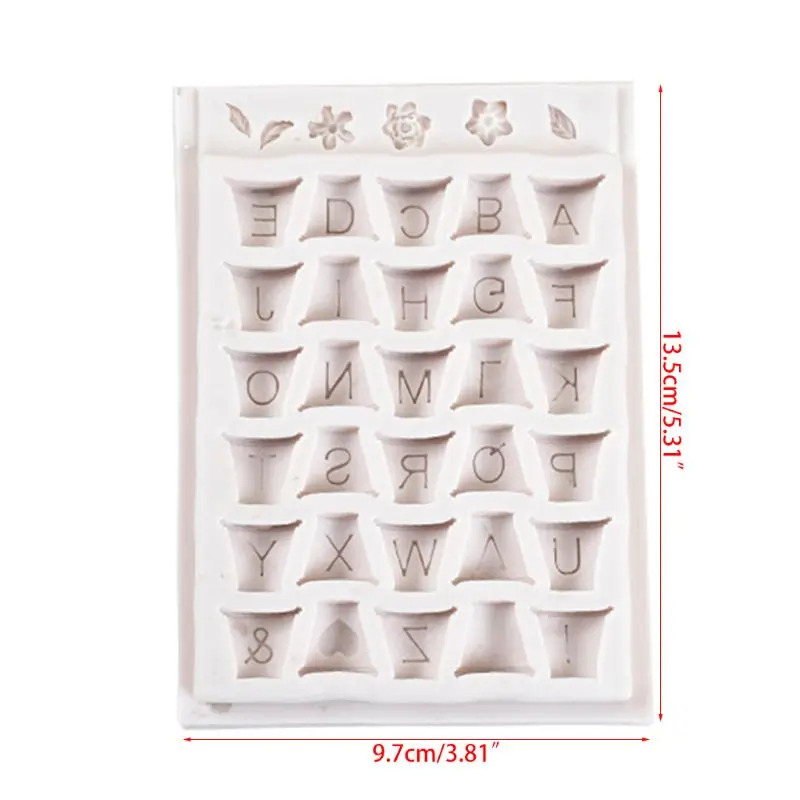 

3D Alphabet Silicone Mold Turn Sugar Silica Mold Small Flower Letter Pot DIY Chocolate Mold Cake Decorating Tools