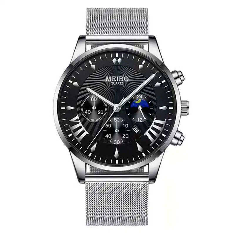 

Best-selling Men's Stainless Steel Watches Luxury Famous Brand Men Mesh Calendar Watch Men Business Quartz Watch Reloj Hombre