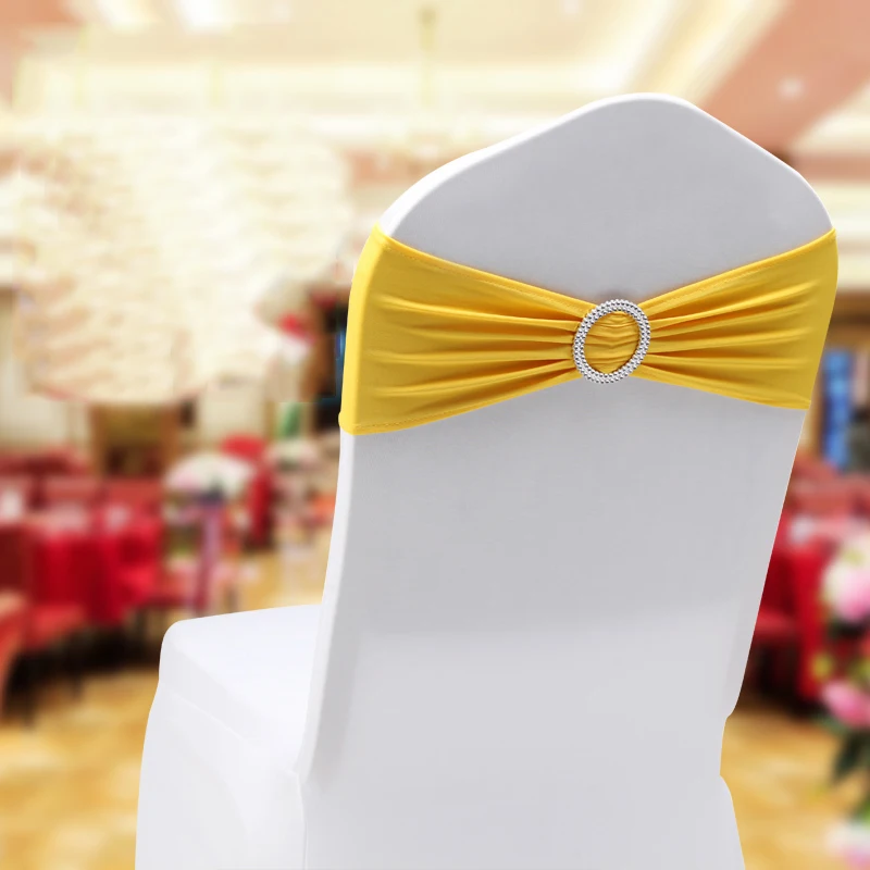 

10/50/100PCS Spandex Chair Sash Bands with Buckle Wedding Lycra Chair Band for Chair Cover Party Birthday Banquet Chair Decor