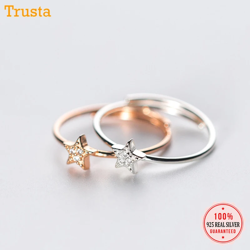 Женское кольцо с фианитом Trusta из 100% стерлингового серебра 925 пробы розовой