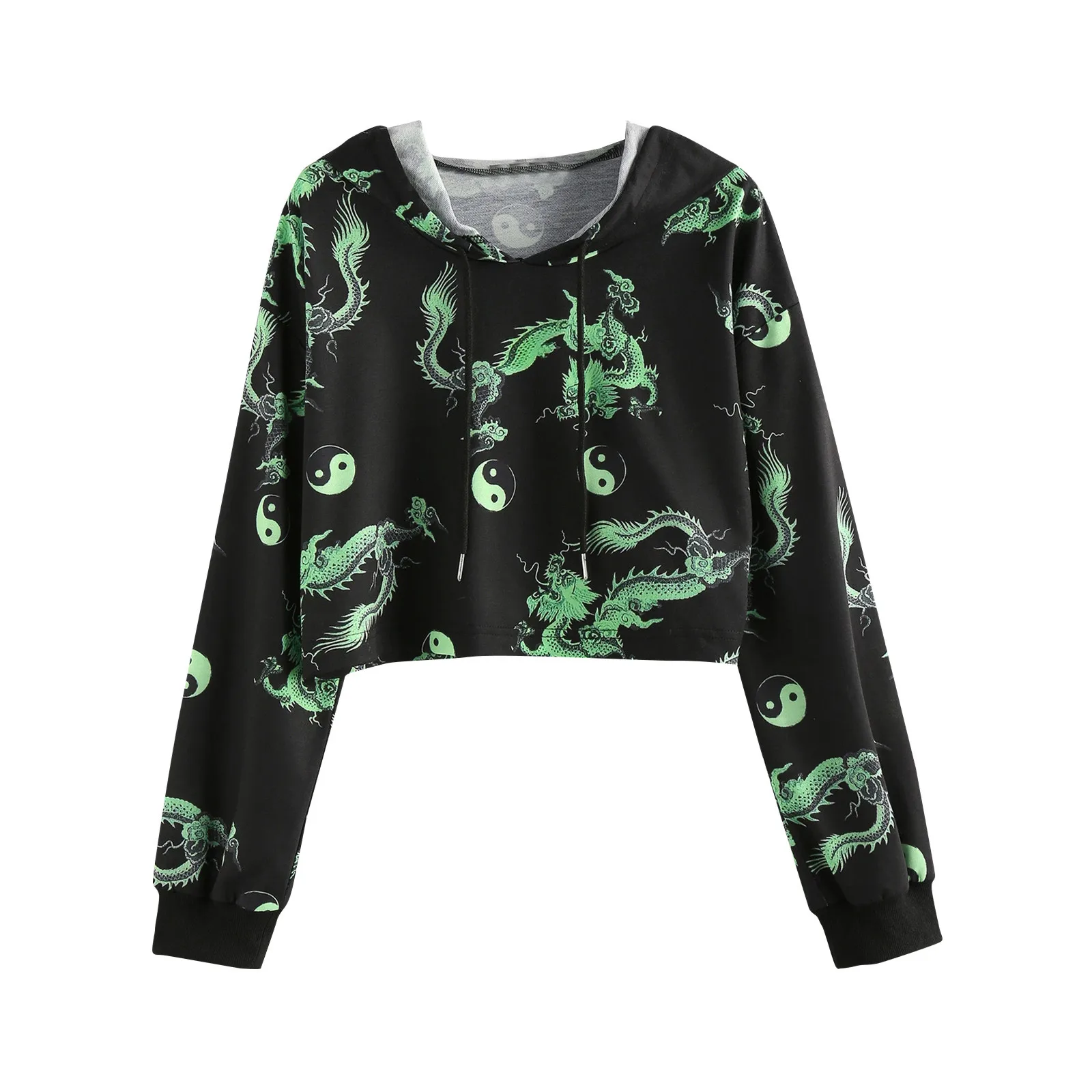Women Hoodies Long Sleeve Tai Chi Dragon Print Casual Hoodie Pullover Sweatshirt Tops Streetwear Women Oversized Hoodies