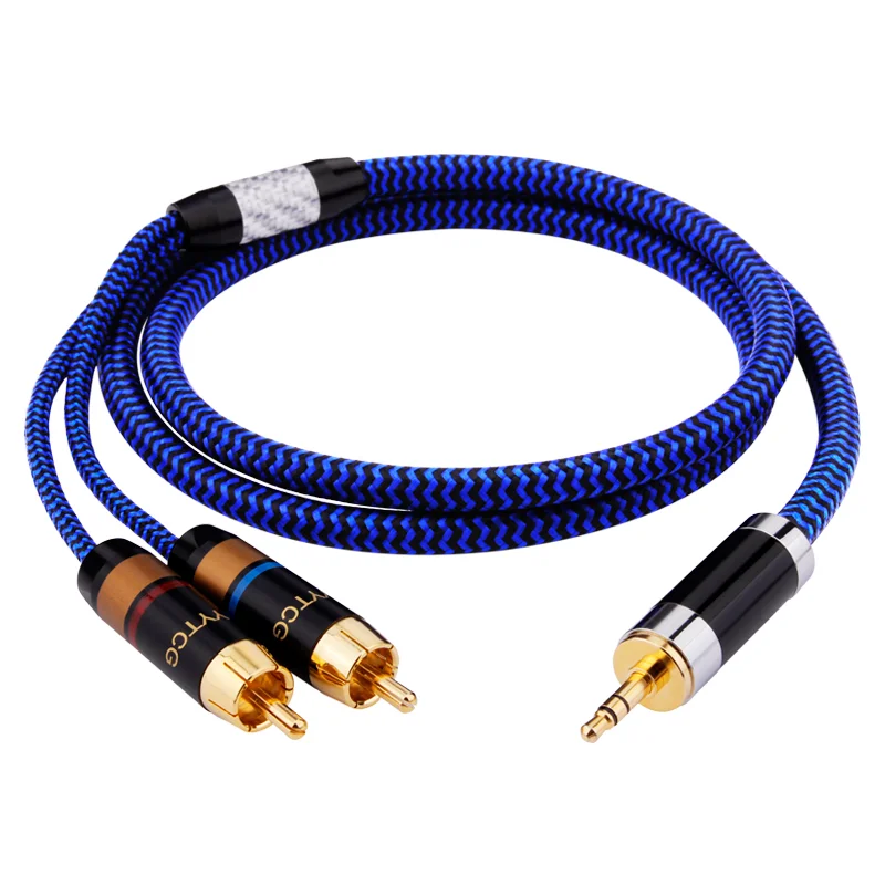 

X-017 Fever 3.5 turn double lotus head One-in-two audio cable Single crystal copper phone audio cable