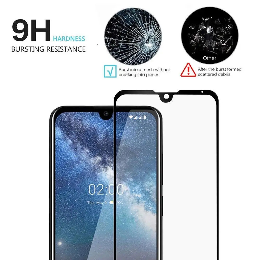 5D полное клеевое покрытие черное закаленное стекло для Nokia 2 3 Защита экрана 4 от