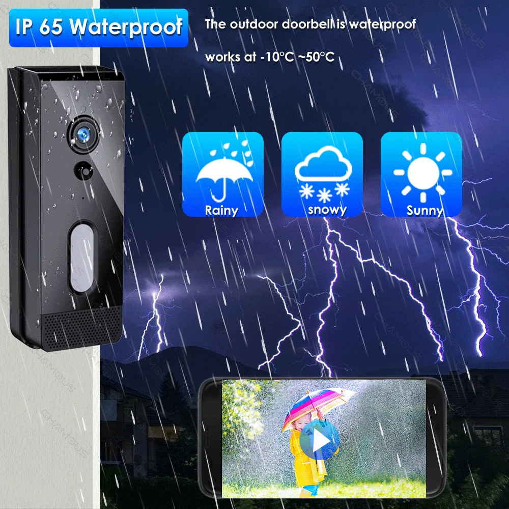 Tuya видео дверной звонок Беспроводная наружная камера Водонепроницаемый IP65 Wi-Fi