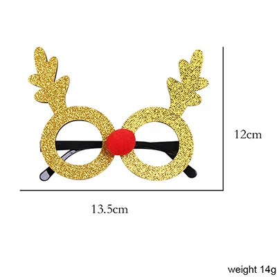 red nose gold 10 шт./упак. рождественские очки игрушки для рождественской вечеринки Санта Снеговик очки с рогами фестиваль украшения для очков для детской вечеринки - Цвет: red nose gold