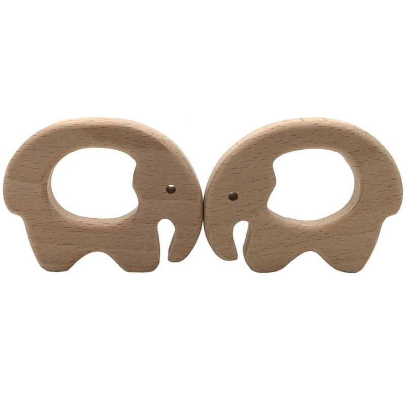 

2021Wooden Teethers Wood Animals Cartoon Elephant Shape DIY Pacifier Wooden Baby Teether Toys New High Quality