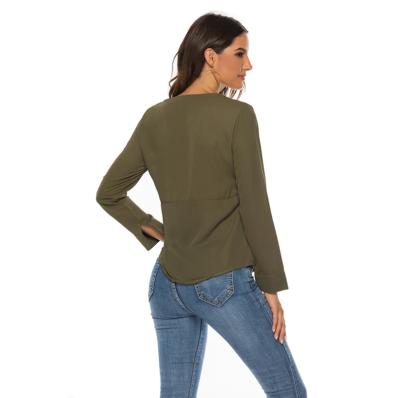 

Women Tops And Blouses 2021 Fashion Long Sleeve Skew Collar Chiffon Blouse Casual Tops Plus Size Elegent Work Wear Shirt