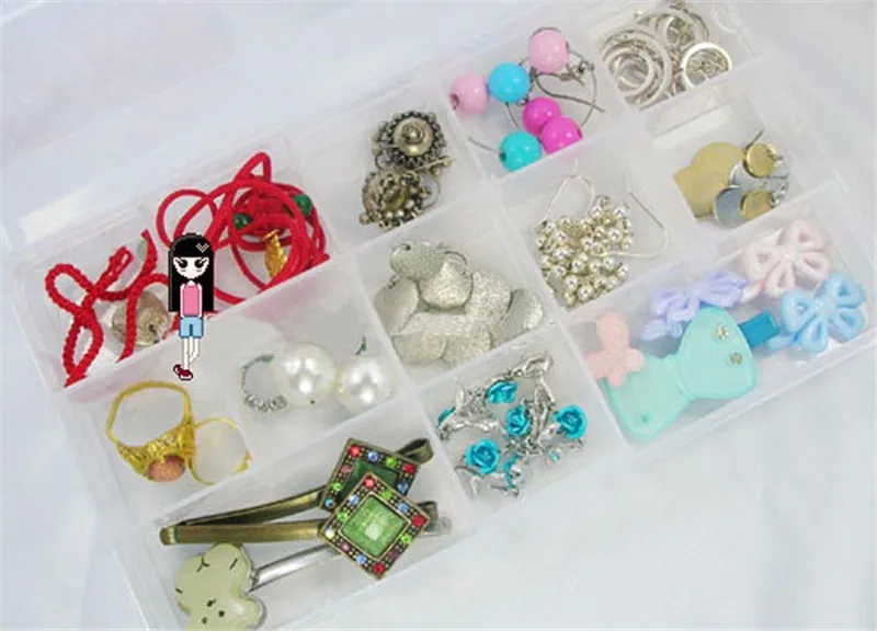 15 Сетки пластик коробка для хранения ювелирных изделий чехол с крышкой дома