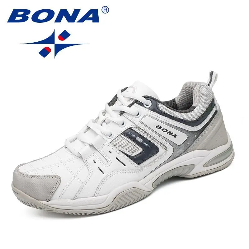 BONA Running Shoes Men Lace Up Light Leisure Sport Shoes Outdoor Jogging Breathable  Leather Sneakers Comfortable Walking Shoes