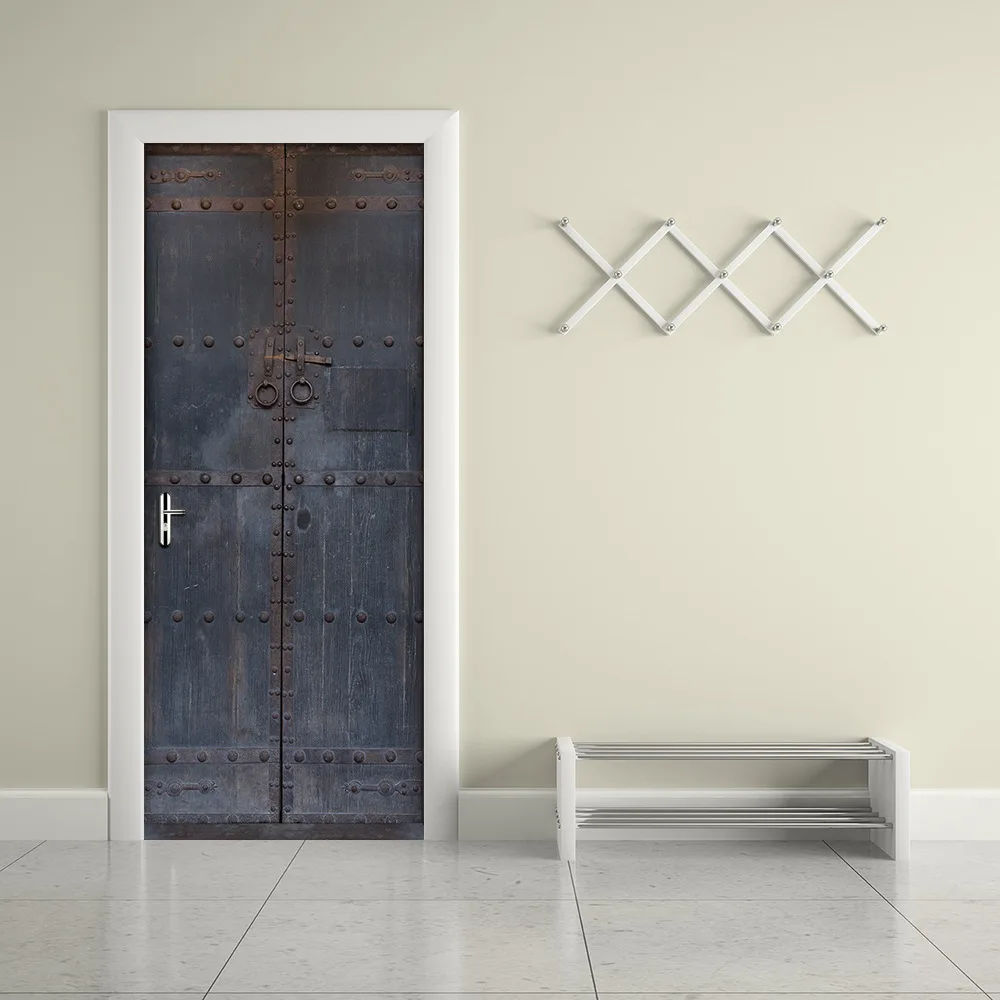 Новинка 3D старая Зеленая Деревянная дверь Настенные обои стикеры наклейки для