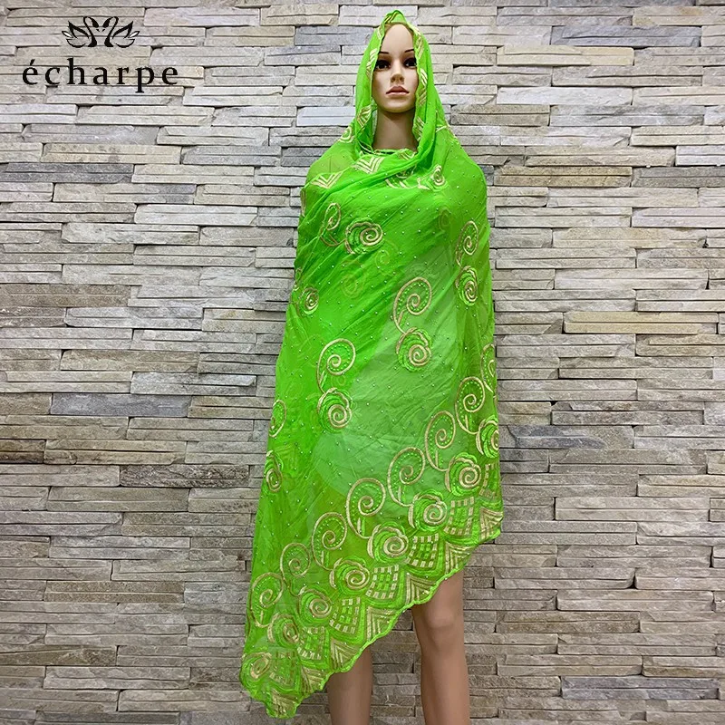 Latest african women scarfs muslim women embroidery Chiffon scarf embroidery scarf