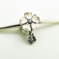 poetic blooms flower beads for jewelry making crystal silver 925 jewelry spring pink enamel charm beads for charms bracelets