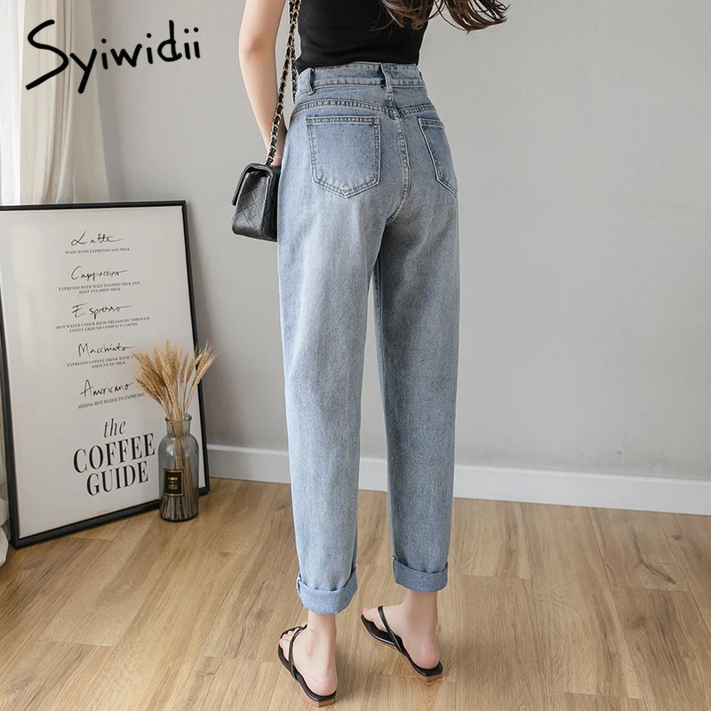 Syiwidii джинсы новые для женщин большие размеры с высокой талией уличный стиль