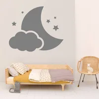 Nursery Cute Wall Decals Wall Vinyl Decors Art Wall Stickers For Kids Room Moon Stars Cloud Teenager Room Removable B399