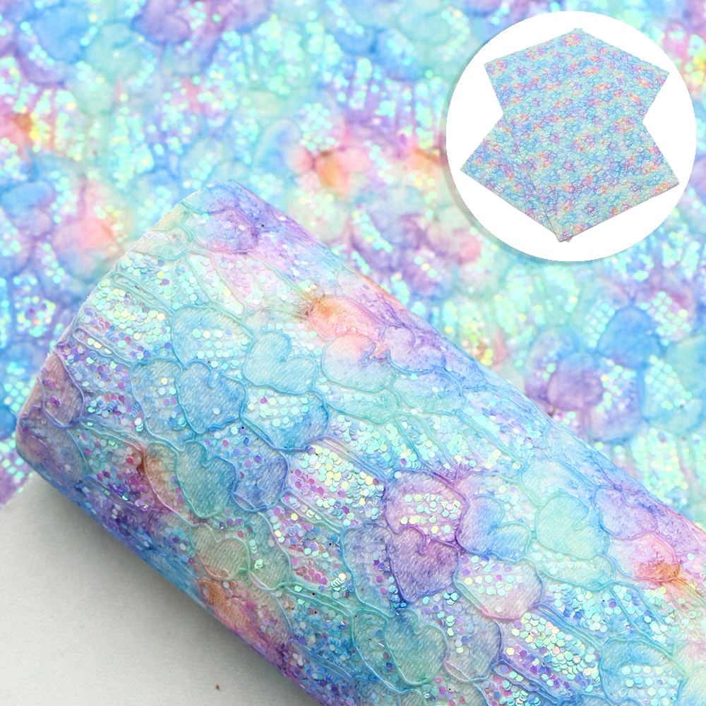 

20*33cm Love Heart Lace Chunky Glitter Faux Leather Fabric Vinyl Leatherette Clothing Upholstery DIY Earrings Bows,1Yc11401