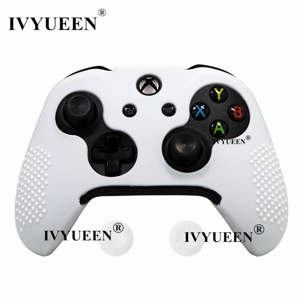 Белый IVYUEEN 14 цветов для microsoft Xbox One X S Тонкий силиконовый чехол для контроллера защитный чехол с палочками для большого пальца - Цвет: Белый