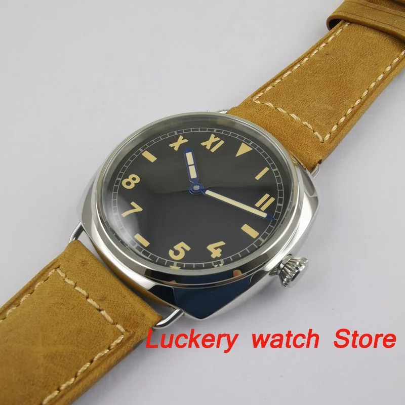 Парниш 47 мм полированные мужские часы с винтажным циферблатом 17 драгоценностей