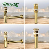 yanksmart golden brush cup basin bottle trap bathroom sink drains with pop up drain gold p traps pipe wall drainage plumbing tub