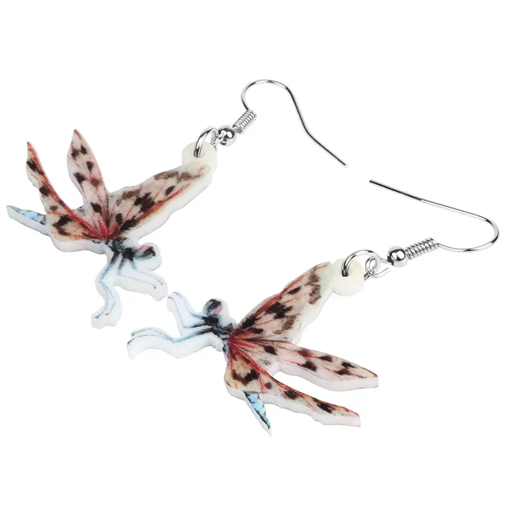 WEVENI Acrylic Brown Dragonfly Earrings Long Lightweight Insect Animal Dangle Drop Jewelry For Women Kid Classic Ears Decoration | Украшения