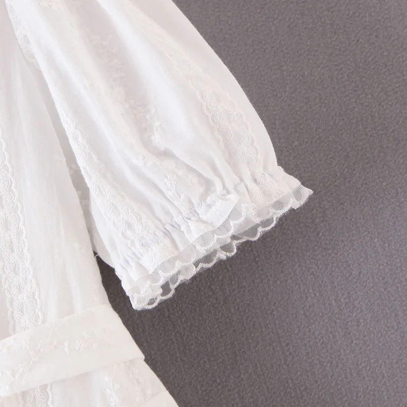 Za 2019 модное женское мини-платье из белого хлопка милое элегантное кружевное