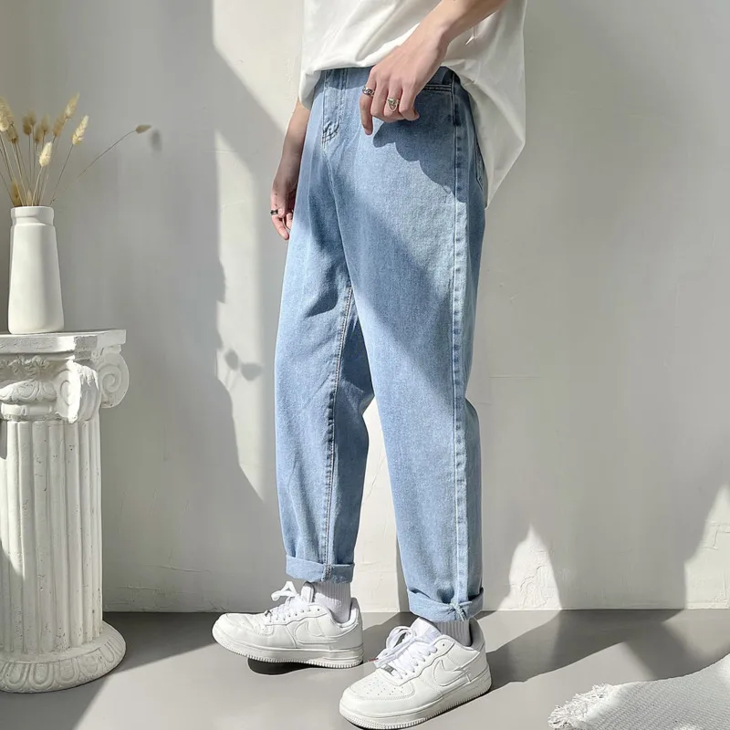 Spring Summer Blue Jeans Men Fashion Baggy Jeans Men Streetwear Loose Hip-hop Straight-leg Denim Trousers Mens Clothing