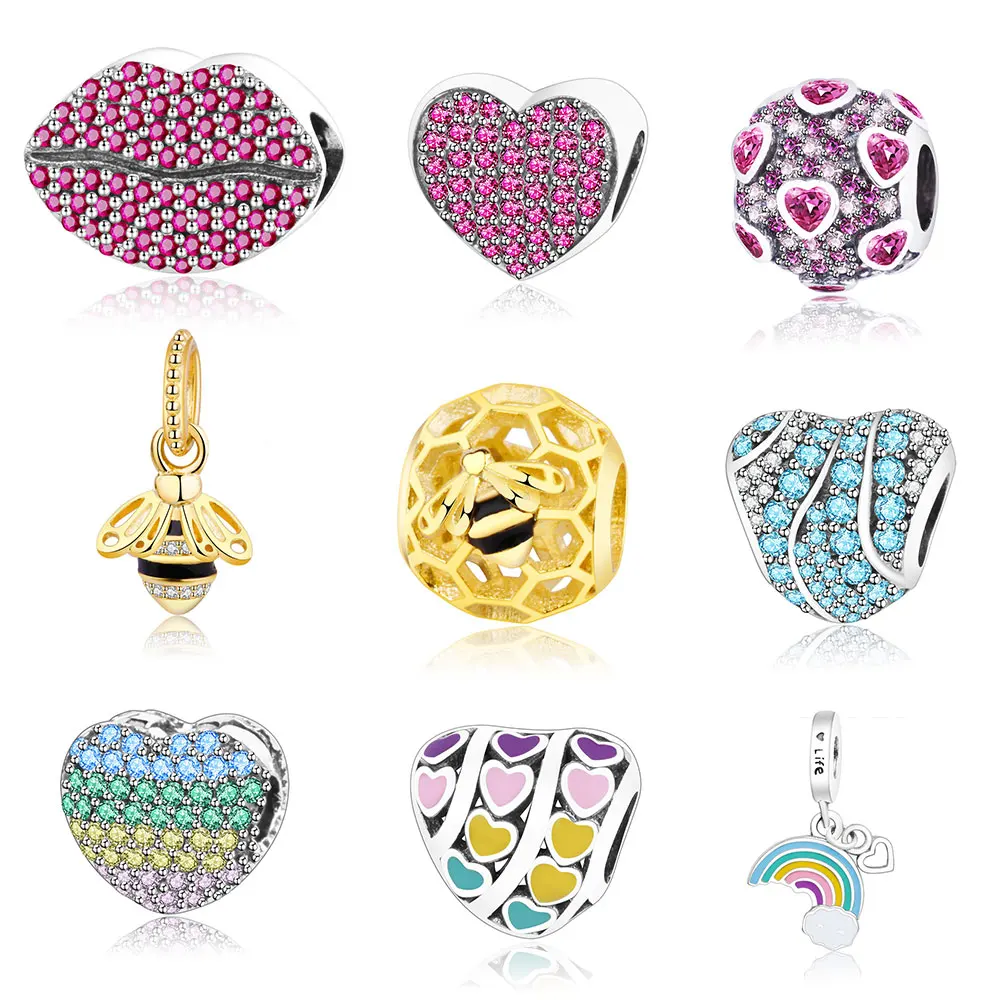 Женский браслет из серебра 925 пробы с подвеской|beads fit|original pandoraoriginal pandora charms |