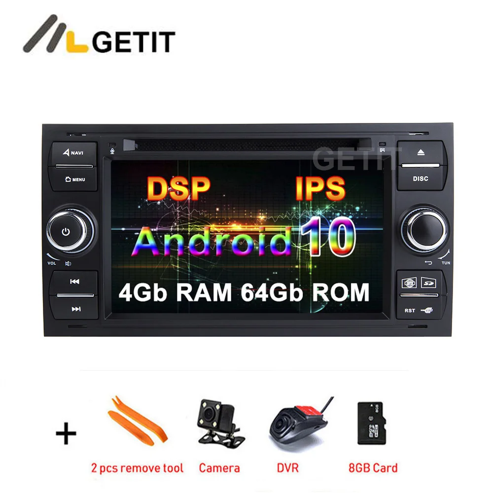 DSP 64G Android 10 Автомобильный DVD стерео плеер GPS радио для Ford Fiesta Transit Galaxy Fusion C/S MAX Kuga