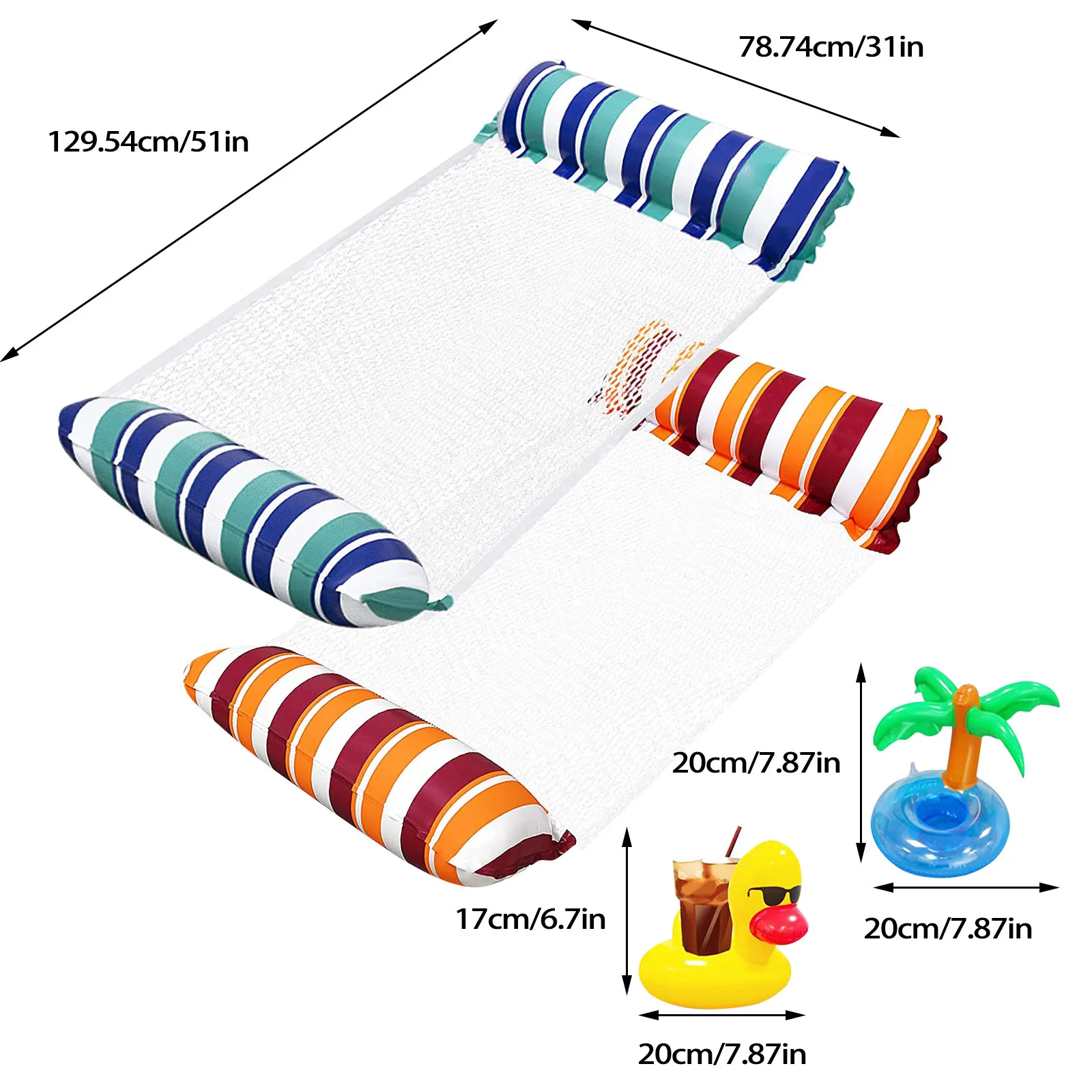 

Inflatable Pool Floats Chair Summer Siwmming Floats 4 Pack Water Hammoc K Lounge Multi-purpose Hawaii Vacation Floats Chair