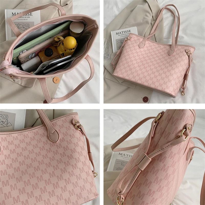 

Burminsa Letters Printing Shopper Shoulder Tote Bags For Women Brand Designer Roomy Work Ladies Purses And Handbags Summer 2021