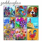 Стиль масляноц живописи красочные цветы доска для собак от 10 шт 12 мм20 мм25 мм30 мм кабошоны разрисованные изделия из стекла демо с плоской задней частью, украшения своими руками