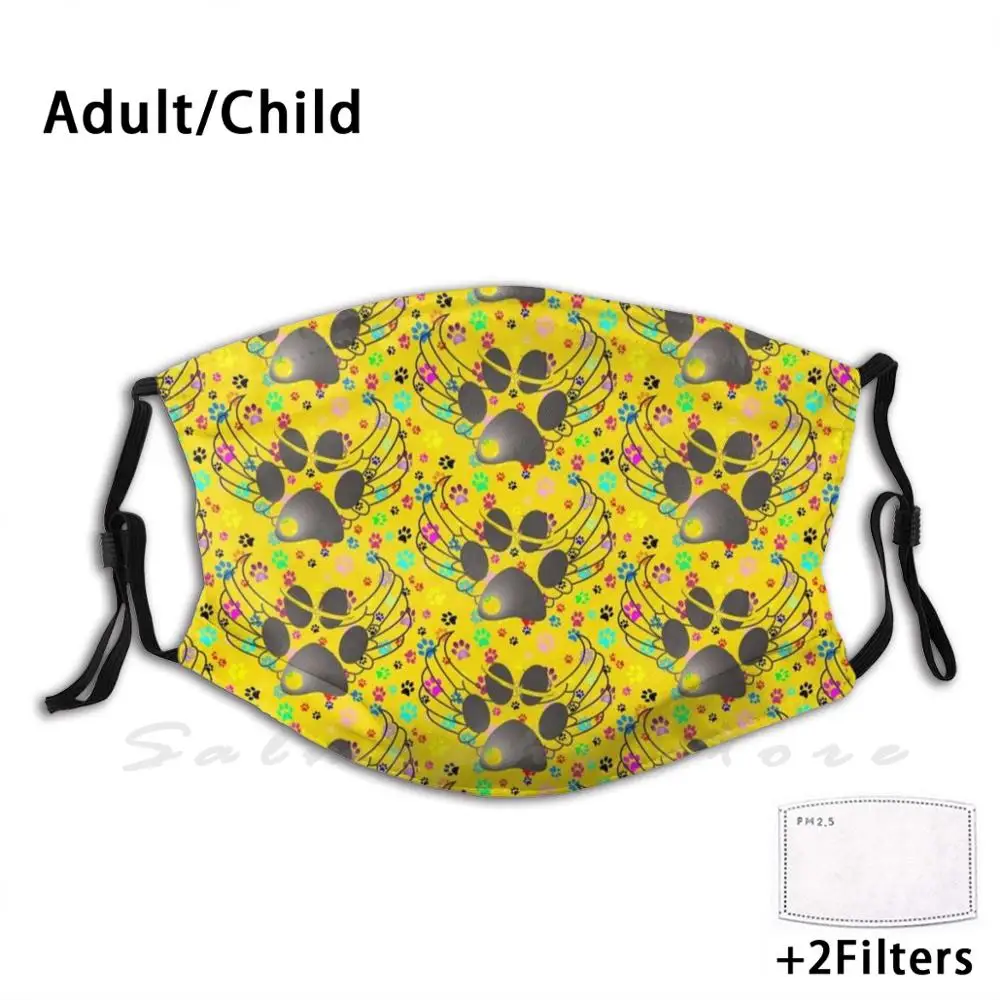 

Маска для лица моющаяся с фильтром и радужными лапами