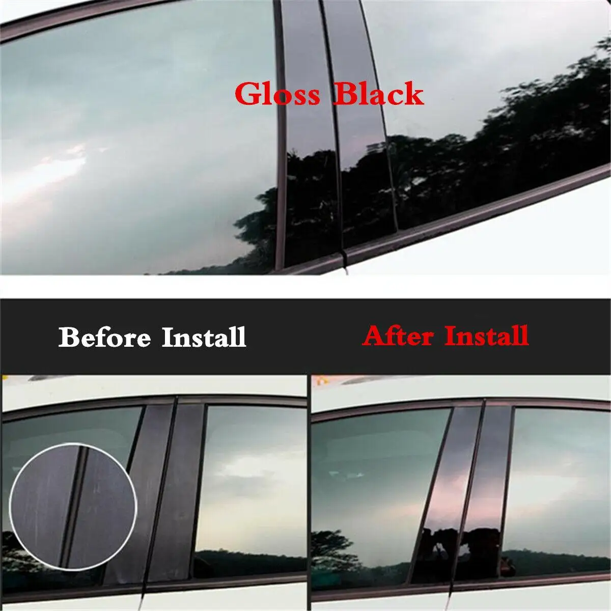 Fit For NISSAN Altima L34 Saloon 2019-2021 6pcs per set Gloss Black Decoration Exterior Window Trim Cover Side Door Pillar Posts |