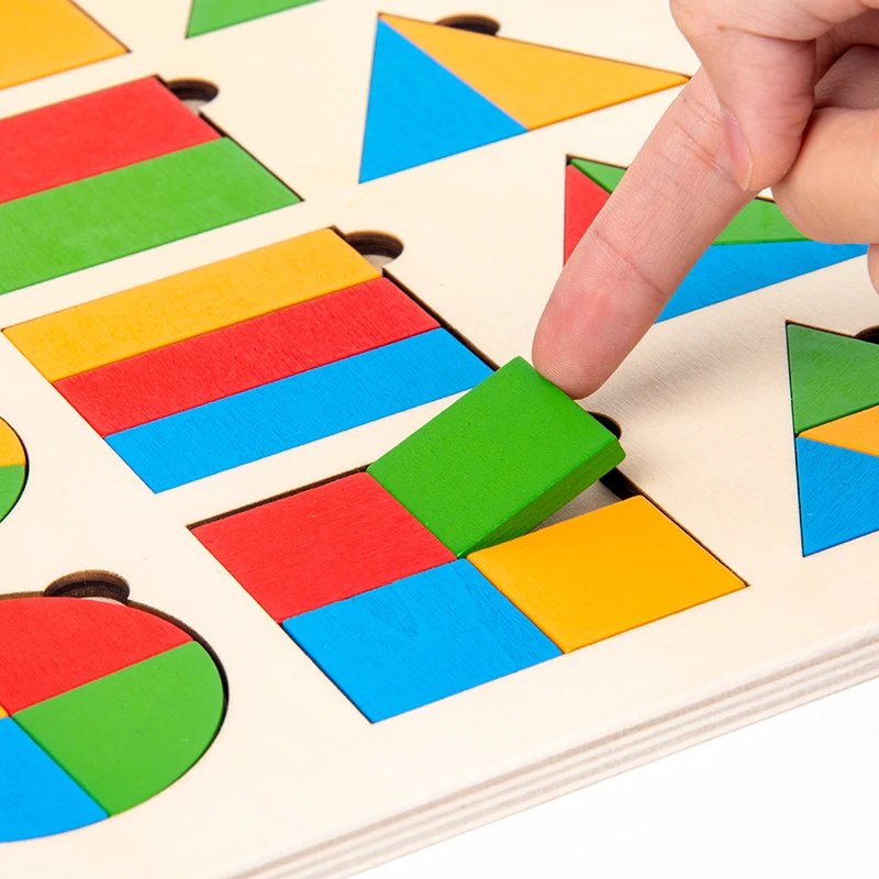 

Montessori Materials Colorful Geometry Grasping Board Wooden Pegged Grab Shape Sorting Board Toys for Baby Home Educational Toy